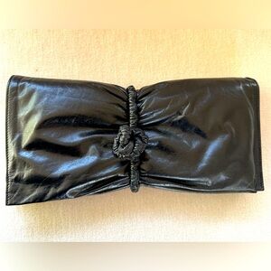 Bottega Veneta black leather clutch